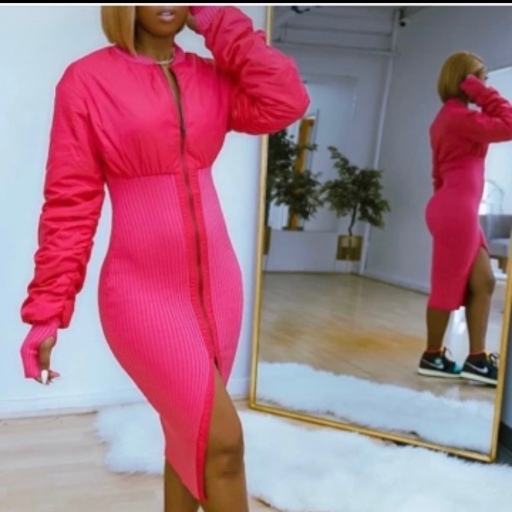 PINK BOMBER DRESS